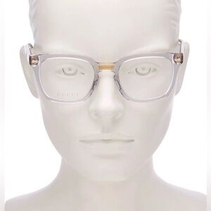Gucci GG0184O 005 Transparent Grey and Gold Glasses - Unisex - NWT